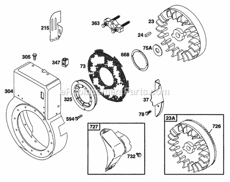 Blower Hsg FlywheelScreens Diagram and Parts List for 226432-0101-01  Briggs and Stratton Engine